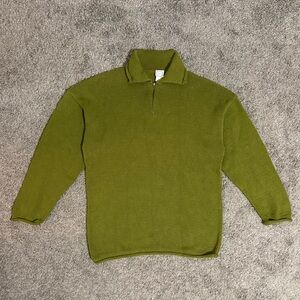Vintage Izzy Women’s Knit Sweater M USA Made 100% Cotton Olive Green